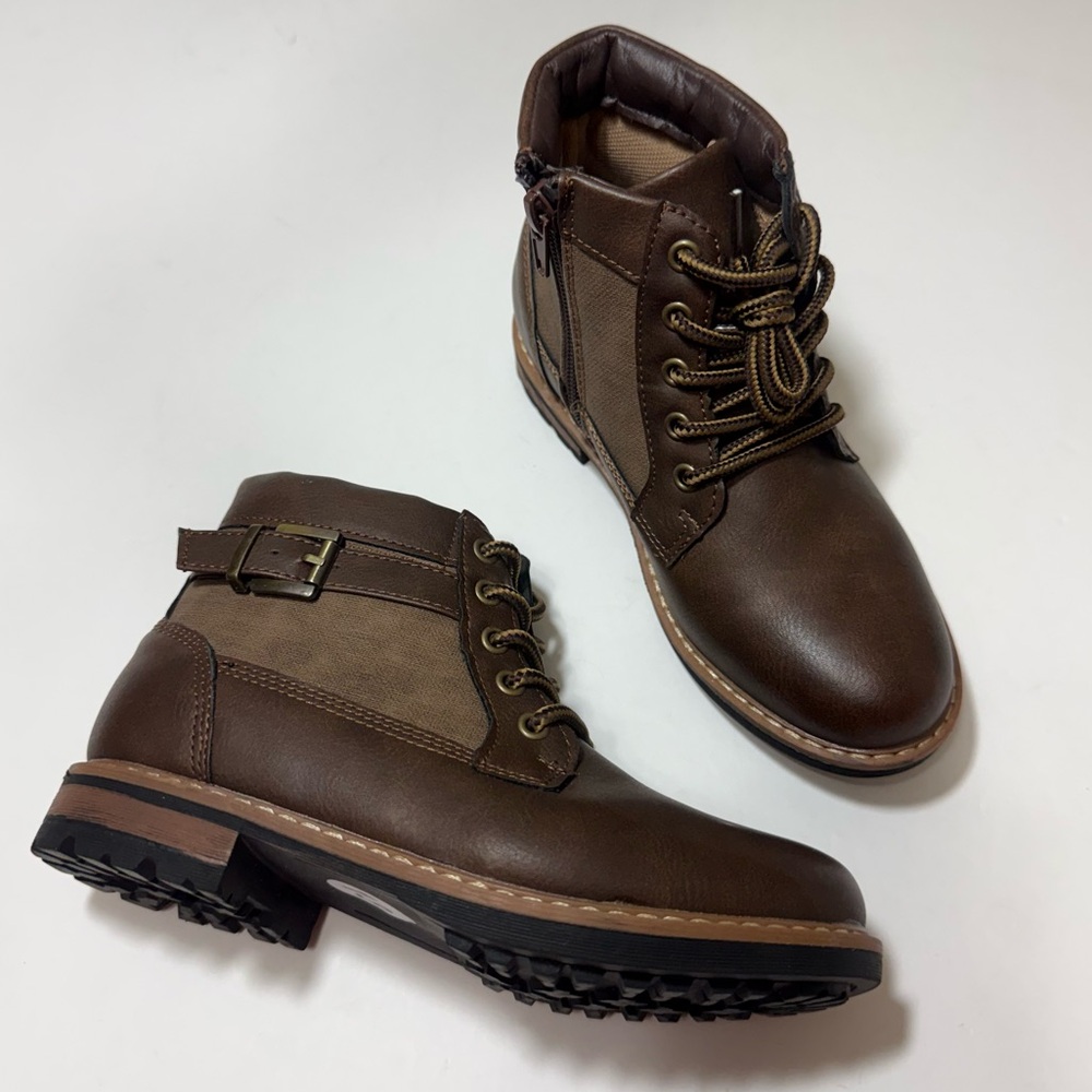 Steve Madden Youth Girls Chestnut Brown Combat Boots — Size 13 - Picture 2 of 15